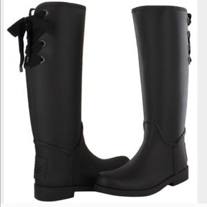 Lace up coach rain boots